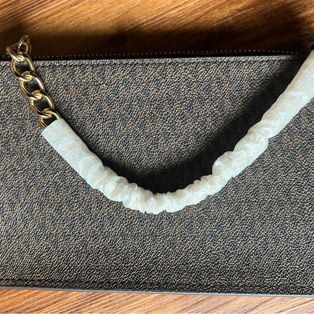 Michael Kors Elegant Brown Belt Bag  with Gold  Chain Zipper